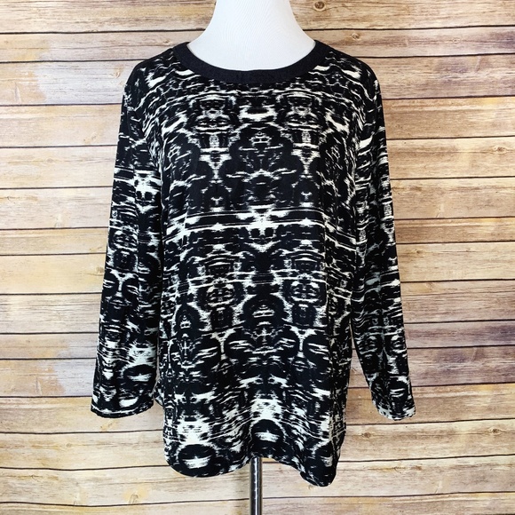 J. Crew Tops - J. Crew Black White Blurred Ikat Top Blouse